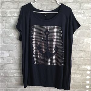 B.L.E.U. Women’s Navy Anchor Tee Shirt